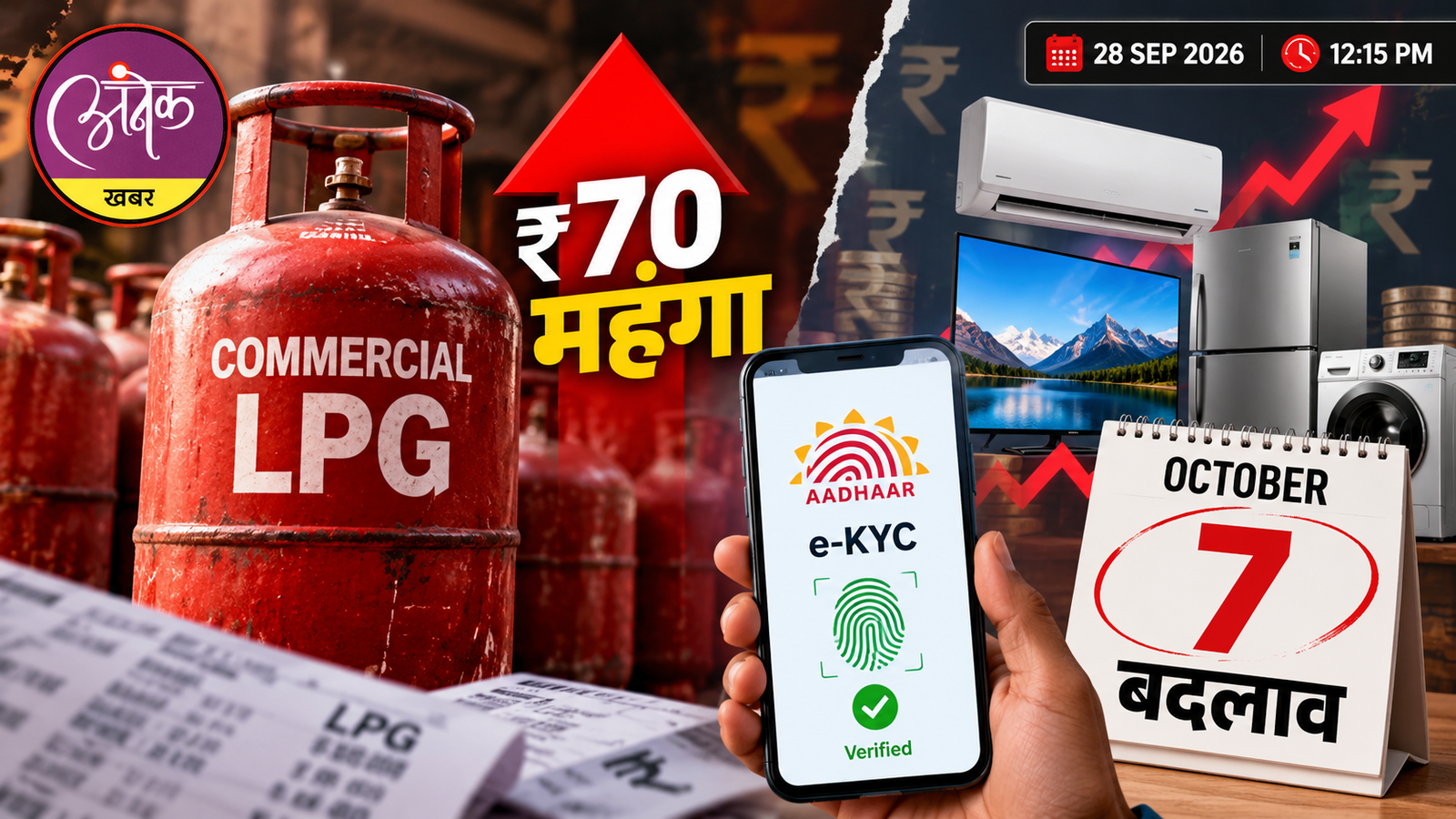 अक्टूबर से कमर्शियल LPG ₹70 तक महंगा, e-KYC जरूरी
