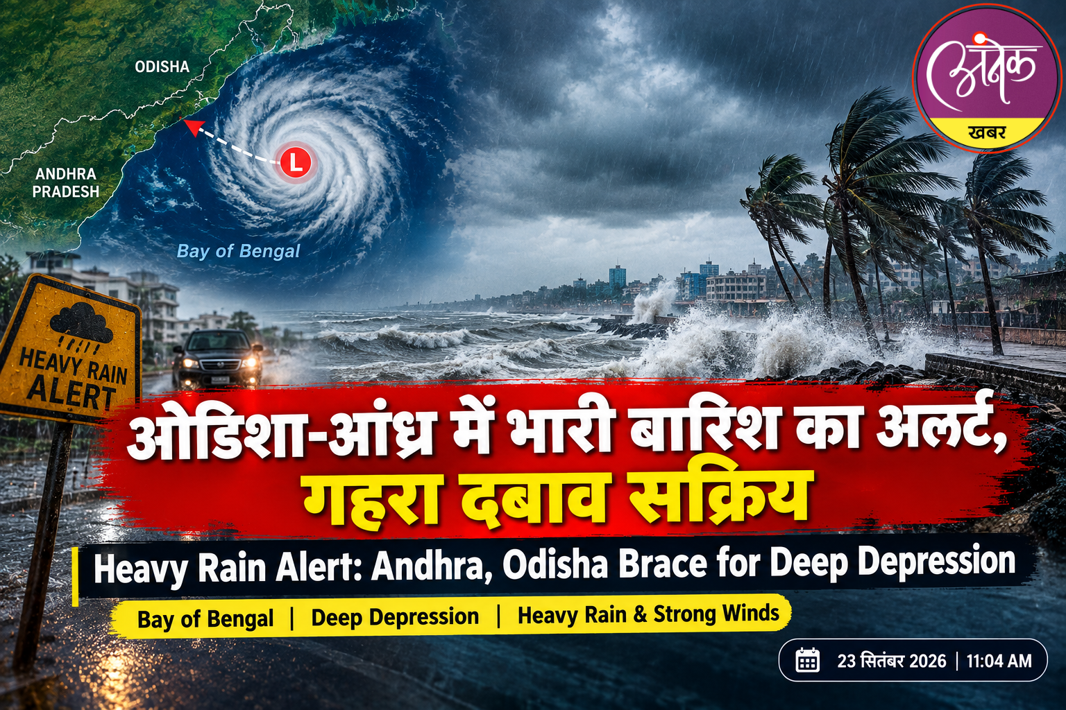ओडिशा-आंध्र में भारी बारिश का अलर्ट, गहरा दबाव सक्रिय